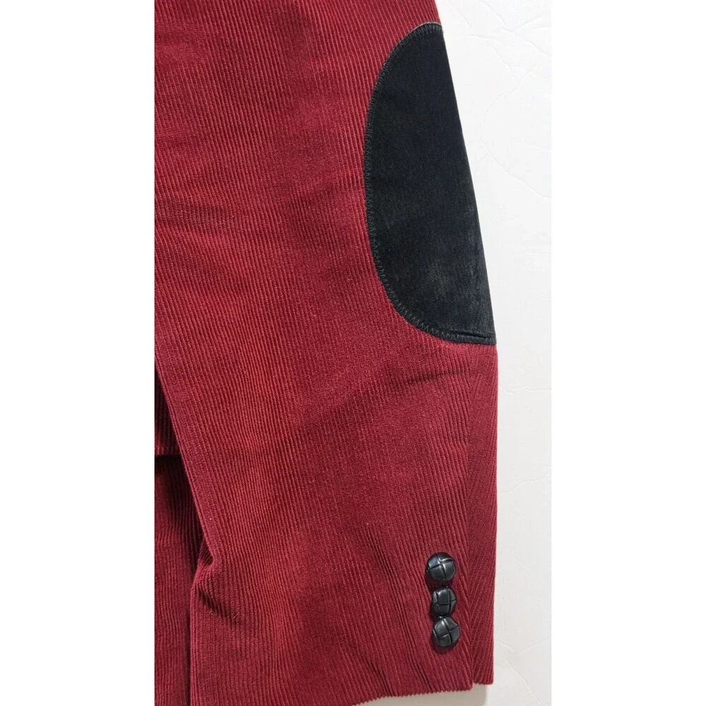 Sheplers Men 54L Western Corduroy Blazer Jacket Red Maroon Yoke Elbow Patch Tall